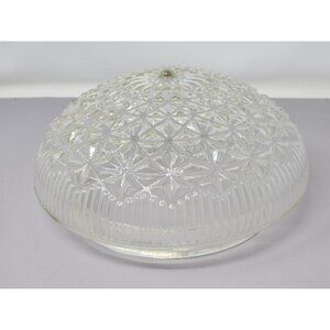 Vintage Clear Glass Starburst Dome Ceiling‎ Light Shade Diamond Pattern
